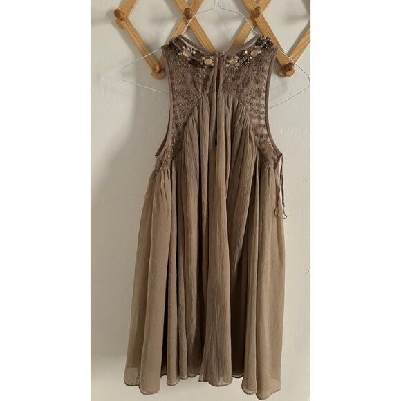 Anthropologie Dress Women's 4 Sonora Embellished Taupe Beaded Moulinette Soeurs - Picture 8 of 12